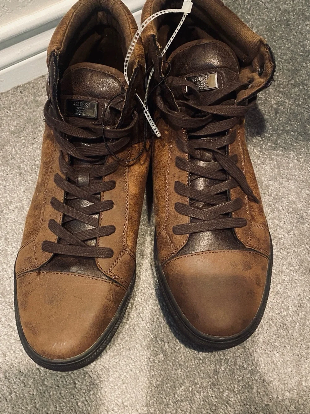 Guess Men's Brown Two-Tone High Top Shoes - Size 13